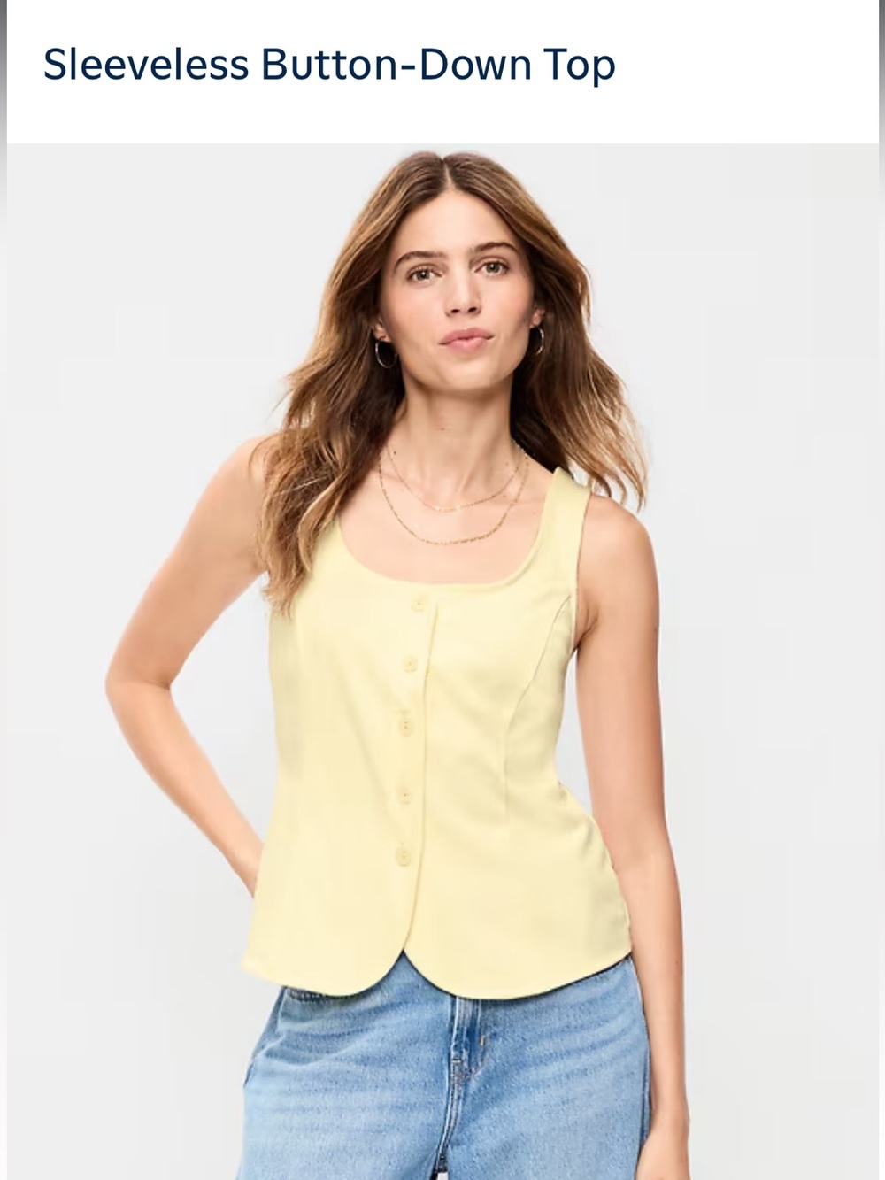 NWT Old Navy Sleeveless Button-Front Top in Pale Yellow - medium